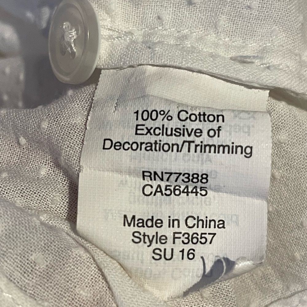 J. Crew Embroidered Swiss-Dot Tank White 100% Cotton Size: 6 - Picture 6 of 7